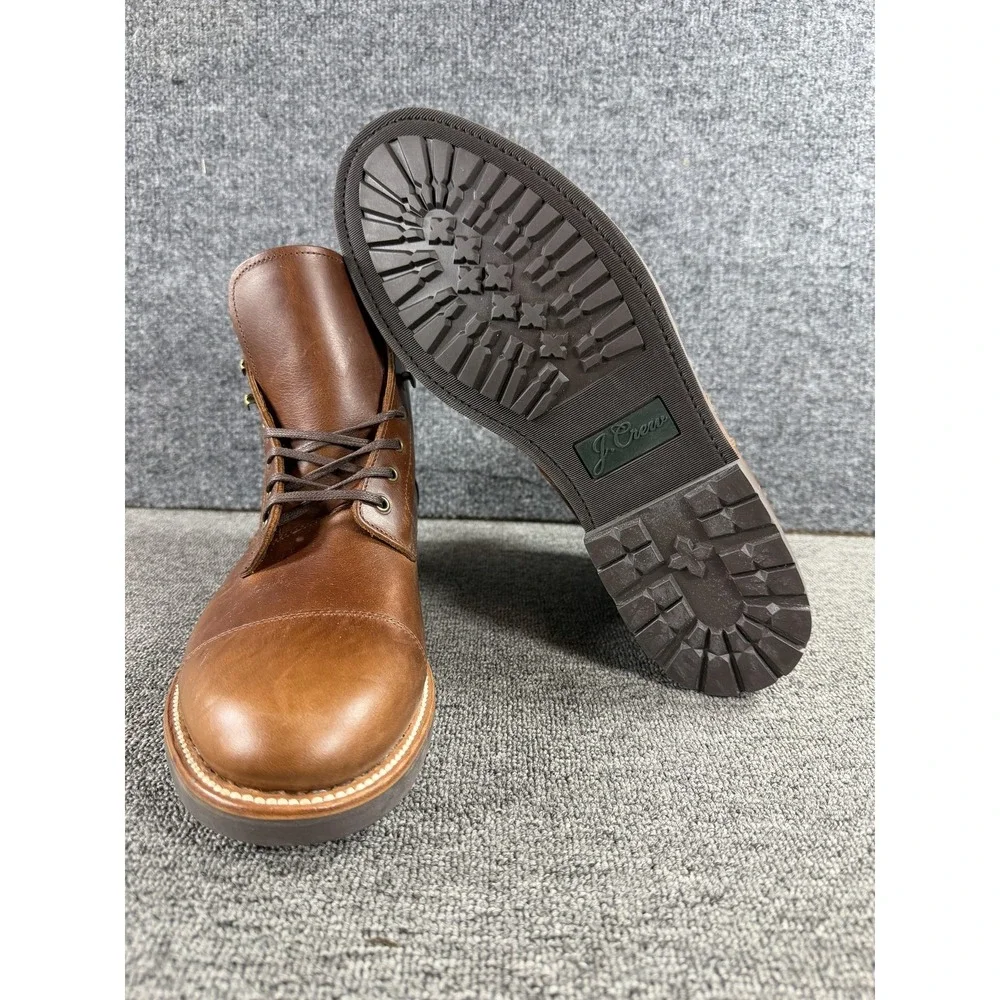 J.Crew Boots Mens 11 Brown Leather Combat Cap Toe Lace Up Ankle Lug Sole Casual
